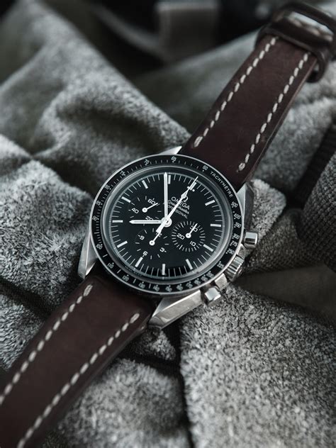 omega speedmaster date leather strap|omega speedmaster professional leather strap.